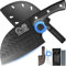 XYJ Authentic Since 1986, Heavy Duty Large Meat Cleaver, cuchillo de carnicero de chef serbio con estuche, cuchillo de cocina vegetariano de Chefs, Full Tang for Outdoor Camping, Wood Handle with