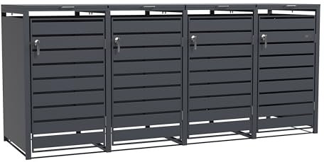 AXI Lucas Wheelie Bin Storage Anthracite, Metal - Bin Storage Wheelie 4 containers - Max. 240L - Bin Sheds, Dust Bin Shed with excellent ventilation