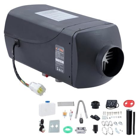 KATSU Tools 12V 5KW Air Diesel Heater, Car Truck Diesel Parking Heater with LCD Thermostat Monitor and Remote Control, 10L Tank, for RV Truck Boat Campervans Caravans Motorhome, Black