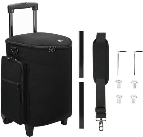 Carrying Case Foldable Storage Bag For Speakers Multi Pocket Protective Case Speakers Bag With Wheel