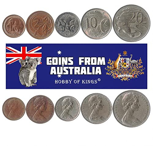 Australia 5 Mixed Coins | 1 Cent to 20 Cents | Australian Currency Since 1966
