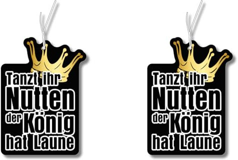 2x Duftbaum mit 'der König hat Laune' Motiv, Auto lustig Duftspender, Duftbaum Auto tuning, Lufterfrischer, Duftanhänger Auto, Duftbaum Set Auto, Scherzartikel