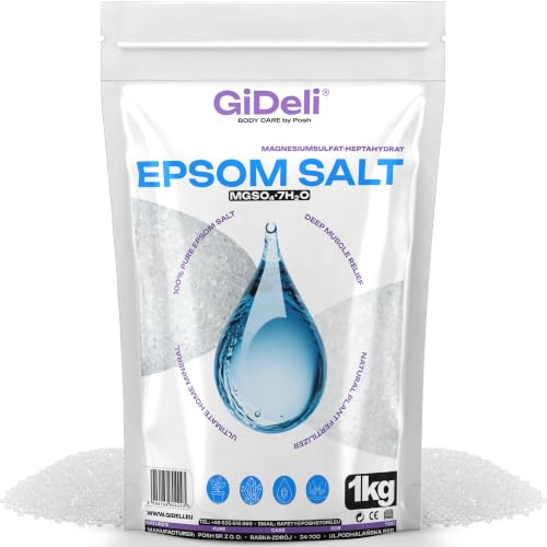GiDeli Epsom Sales de Baño Sales de Epsom Sal de Magnesio Puro, Calidad Farmacéutica (1 kg)