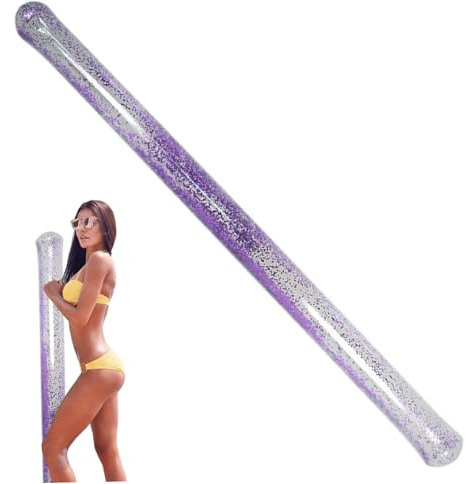 Poolnudeln, 58 Zoll sicheres PVC tragbares glattes aufblasbares Glitzer -Pool -Nudel zum Schwimmen, Strand, schwimmend, Party, lila