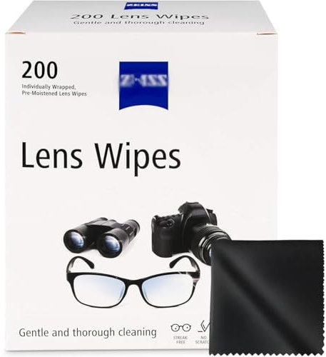 Lens Wipes and Cleaning Cloth Pack - Gift for Photographers - Pre-Moistened Individually Wrapped Alcohol-Free Wipes for Coated Glass on Glasses, Binoculars, Sunglasses, Camera Lenses, Scopes -200Count