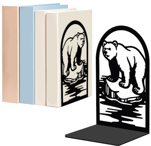WADORN Lot de 2 Serre Livres Décoratifs en Métal pour Étagères Serre Livres, d'ours Serre Livre en Métal Robuste Antidérapants Noirs de L pour Chambre Bibliothèque Bureau Maison 13.5x11x20cm(1 Paire)