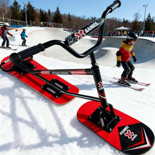 aromaoveite Schneescooter, Leichte Skier Mit 360° Drehbaren Hinterskiern, Verstärktem Aluminiumlegierungsrahmen Und Doppelboard-Design, Geeignet Für Erwachsene Und Jugendliche Im Schneesport. Black