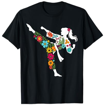 Floral Kick Funny Taekwondo Martial Arts Girls Women Karate T-Shirt