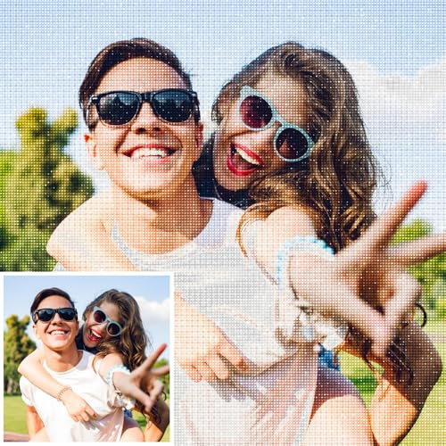 JIOJOG Diamond Painting Personalizado, Pintura de Diamantes 5D DIY Personalizada con Foto, Kit Completo Pittura Diamante para Adulto, Regalos para Decoración del Hogar, 30x30cm