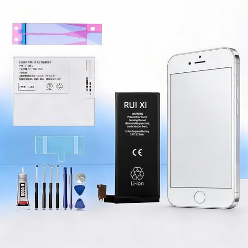 RUI XI Ersatzdisplay für iPhone 4 / 4S / 5 / 5S / 5C, LCD-Display, Touchscreen, Digitizer, komplette Montage, inkl. Werkzeug (für iPhone 4S Akku)
