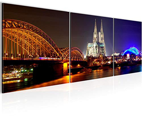 Runa Art - Bilder Köln 120 x 40 cm 3 Teilig Wandbild auf Vlies Leinwand Bunt Mehrteilig Modern 602633a