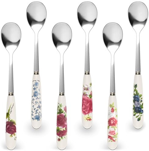 6 Stück Kaffeelöffel aus Edelstahl – Teelöffel für Teeparty, kleine Löffel für Teetassen, niedliche Löffel, kleine Teelöffel, Espressolöffel für heißen Tee, Dessertlöffel, kleines Löffel-Set,