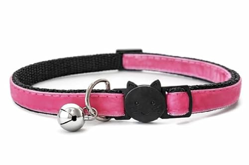 Velvet Cat Collars with Bell | Quick Safety Release Breakaway Buckle | Handmade in the UK | Available in Cat & Kitten Size | Rose Velvet