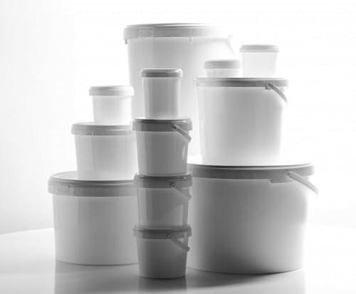 B2C Plastic Buckets Tubs White Containers Tamper Evident Lids 0.5L 1L 3L 5L 10L 25L (15, 3L)