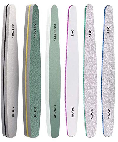 Petalum Limes à Ongles Professionelles Double-Faces Manucure Nail Art Kit 1000/4000, 220/280, 100/180, 240, 180, 150 (6pcs)