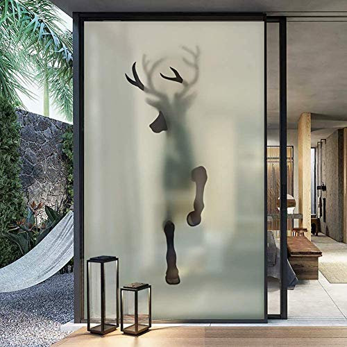 HRKZEDE Keine-kleber Sichtschutzfoli,Hirsch Fensterfolie Bad,Dekofolie sichtschutzfolie,Fensterfolie statische,Einfache entfernung Wiederverwendbar Sichtschutzfolie, Nein Formaldehyd 60cm*90cm