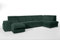 Robin Milan Ecksofa mit Schlaffunktion 2X Bettkasten 7X Kopfstützen 2X Hocker Sofa L-Form Schlafsofa Freistehende Eckcouch Schlafcouch Wohnzimmermöbel Wohnlandschaft Rechts Flaschengrün