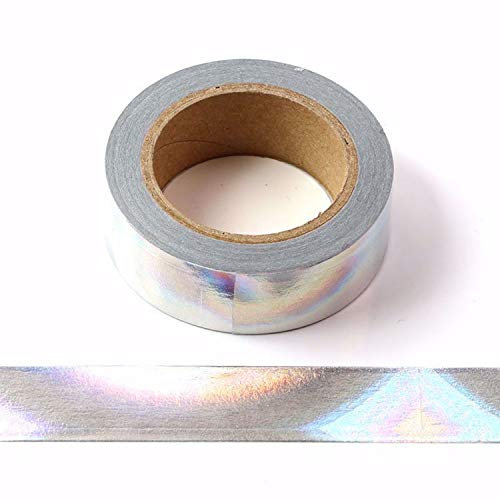 Ruban adhésif de masquage en feuille de papier washi - 15 mm x 10 m - Argenté holographique