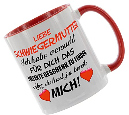 Liebe Schwiegermutter - ich habe versucht für dich ... Kaffeetasse mit Motiv, Tasse mit Druck, auch individuell mit Spruch, Foto, Wunschtext, Wunschname (Rot)