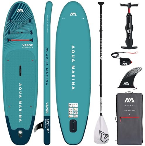 Aqua Marina Aufblasbar Sup Board Stand up Paddle AQUAMARINA Vapor Komplette Packung 315x79x15 cm mit Solid Fiberglass Paddel