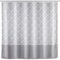 WENKO Anti-Schimmel Duschvorhang Echo, antibakterieller Textil-Vorhang mit Antischimmel Effekt, waschbar, wasserabweisend, mit 12 Ringen zur Befestigung an der Duschstange, 180 x 200 cm, Grau/Weiß