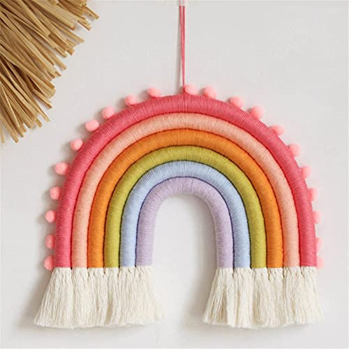SWECOMZE Makramee Regenbogen Wandbehang Home Decoration Boho Wandteppiche Tapisserie Room Decor Handgewebte Tapisserie Kinder Wand Dekoration (Stil 8)