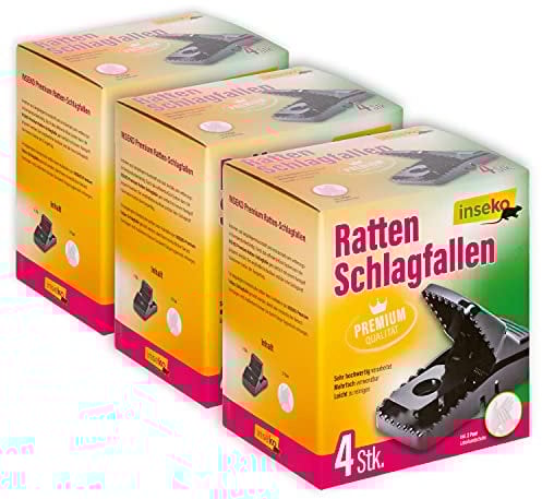 inseko 12 x Premium-Rattenfallen I sehr hochwertig I wiederverwendbar I inklusive Handschuhe (12)