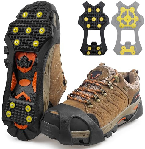 SILANON Eis- und Schneestollen für Schuhe und Stiefel, rutschfeste Steigeisen mit 11 Nieten, Eis, Schnee, Greifer, für Männer und Frauen, Spaziergänge auf Schnee, Eis