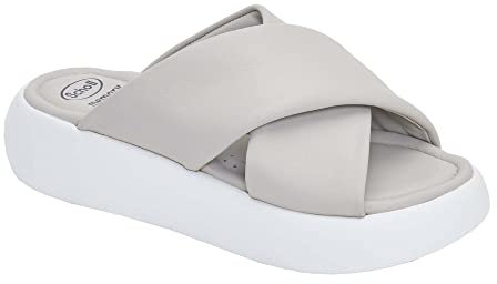 Doctor Scholl Sandalo Bocca Cross, Scarpe ortopedici Donna, Grigio Chiaro, 39 EU