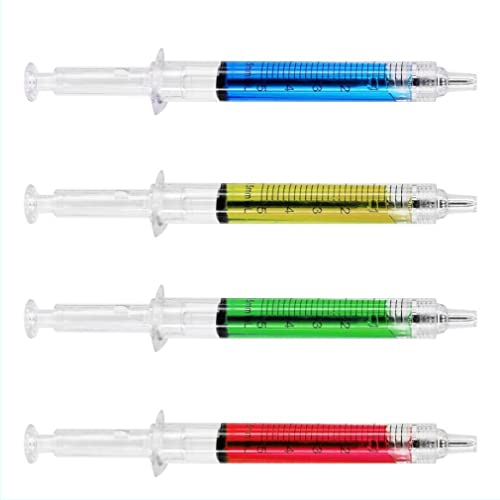 Hilai Spritze Kugelschreiber 4 Farbe Tinte blau Bulk Neuheit Blut Spaß Geschenk Neuheit Blutspritze Kugelschreiber Injektionsstifte Für Krankenschwester Kostüme 4 Farbe einziehbare Kugelschreiber