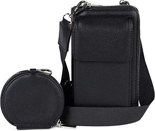 styleBREAKER Damen Taschen Set 2-Teilig Mini Bag mit Handy Fach und RFID Schutz, Umhängetasche, Handytasche, Crossbag 02012385, Farbe:Schwarz