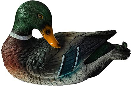 LIBOOI Teich schwimmende Ente Statue, realistische Harz schwimmende Ente Skulptur schwimmende Mandarine Ente Figur für Gartenteich Pool