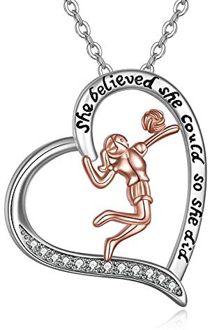 YAFEINI Volleyball-Geschenke Halskette für Frauen, Mädchen Sterling Silber Volleyball-Anhänger Inspirational Schmuck für Volleyballspielerinnen.