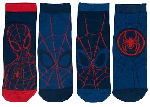 United Labels Marvel Spiderman Socken für Jungen Sneaker Kindersocken Söckchen Blau/Rot (4er Pack) (as3, numeric, numeric_31, numeric_34, regular, 31-34)
