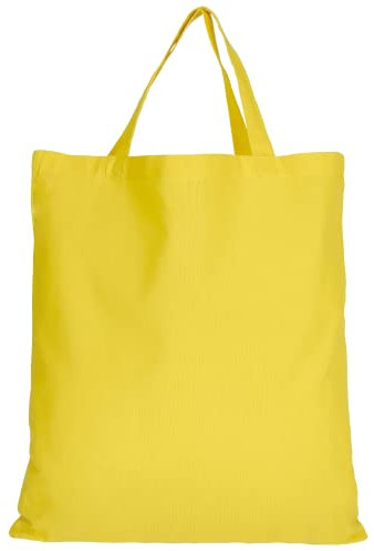 TEXXILLA 10 Stück Baumwolltasche - 28 Farben | mit Zwei kurzen Henkeln | 38x42cm | Jutebeutel | Einkaufstasche | unbedruckt, Farbe:gelb, Größe:10 Stück