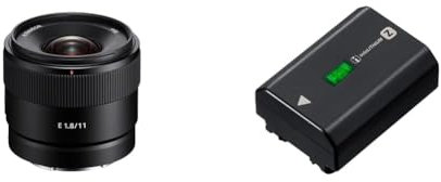 Sony SEL11F18, Objectif E 11 mm F1.8, Ultra Grand Angle Haute définition Super35/APS-C (SEL11F18) Noir & Bloc-Batterie Rechargeable NPFZ100.CE série Z - Noir