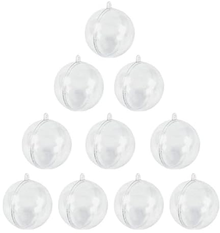 PORI 10 x Weihnachtsschmuck, transparenter Kunststoff, durchsichtig, Christbaumkugel, Ornament, Geschenkbox, Dekoration