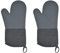 Ofenhandschuhe Paar Topfhandschuhe Hitzebeständig 235 °C Baumwolle Backhandschuhe mit Rutschfestem Silikon Eingriff, Lange Backofen Handschuhe Kochhandschuhe für Frauen Männer,Black