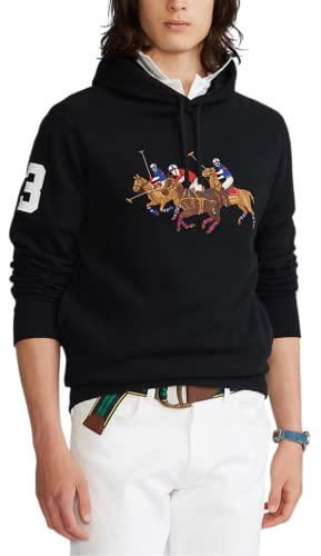 Polo Ralph Lauren Herren Triple Pony Hoodie, Schwarz, Medium, 710823853006-Black-M