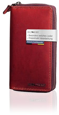 Hill Burry Leder Damen Portemonnaie Arite I Geldbörse I Brieftasche | Geldbeutel Wallet Portmonee mit RFID Schutz aus hochwertigem naturgegerbtem Leder | B 10,5cm x H 20cm x T 3,5cm