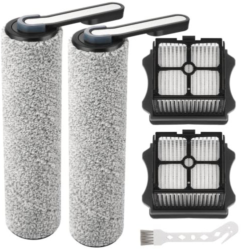 Cepillo de rodillo S5 y filtro de aspiradora HEPA de repuesto para aspiradora Tineco Floor ONE S5 / S5 Pro / S5 Pro 2 / S5 azul inalámbrico húmedo seco piezas de repuesto incluyen 2 filtros HEPA, 2