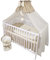 Bello24 - 13 Teiliges Babybett Kinderbett und Bettwäsche komplett Set Timmi inkl. Matratze höhenverstellbar für Neugeborene Babys und Kleinkinder aus Massivholz Bestickt Teddybär Mond Dunkelbeige