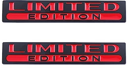 2 Stück Limited Edition Emblem für Autoabzeichen Aufkleber Kofferraum hinten Aufkleber (schwarz rot)