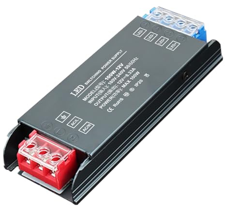 Almantetore 12V 8.3A 100W, SOARFLY Ultra Sottile Trasformetore LED Driver 240V a 12V, Driver LED AC a DC Nessun Rumore Senza Sfarfallio, LED Tensione Costante per Striscia LED Lampadine