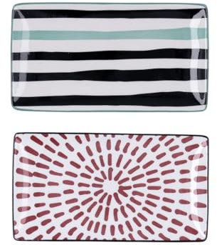 Bidasoa ZIGZAG - Set 2 Bandejas Porcelana decoradas 20X11Cm