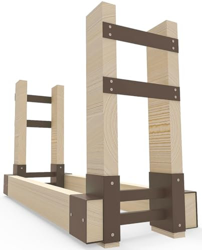 Fiwithy Kaminholzregalhalterungs-Set für 2 x 4 Holz, Braun, 1 Paar
