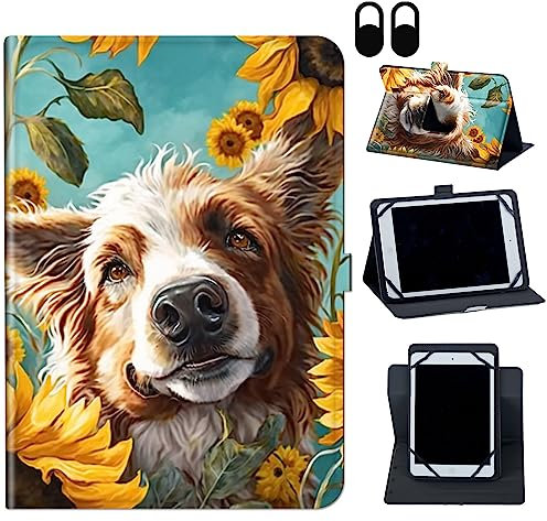 for Nokia T10 Tablet Case/for Nokia T10 8 inch 2022 Tablet Case, 360 Degree Rotating Stand and Magnetic Closure Case for Nokia T10 (Model TA-1472) Tablet 8 inch 2022 Release,Dog Sunflower
