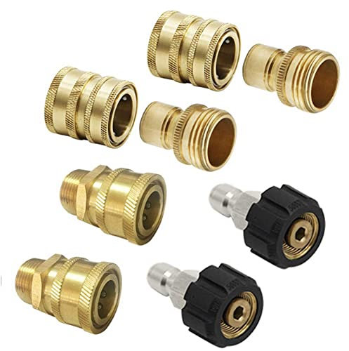 Qezodsx 8PCS Pressure Washer Adapter Set, Quick Disconnect Kit, M22 Swivel to 3/8 Inch Quick Connect 3/4 Inch to Quick Release