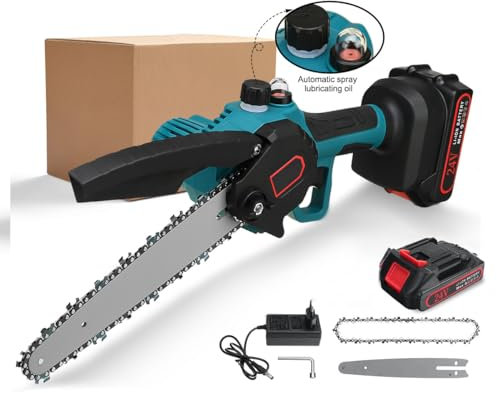 Mini tronçonneuse à batterie 8000 mAh, 8 pouces, 3000 W, tronçonneuse électrique sans fil, 1 x 24 V batteries, mini tronçonneuse électrique, 1 chaîne (avec batterie)