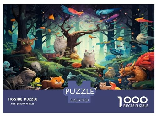 Tierparks-Puzzle für Kinder, Wälder, Füchse, 1000 Teile, Holzpuzzle für Erwachsene und Kinder, Herausforderungsfamilie, 1000 Teile (75 x 50 cm)